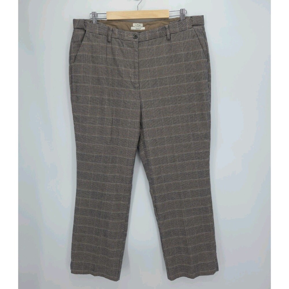 LL Bean Women's Classic Fit Straight Leg High Rise Plaid Flannel Pants  Size 18R